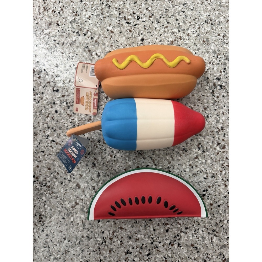 Five Below Viral Summer Squishy Jumbo Sizes Rocket Pop, Hot Dog & Watermelon